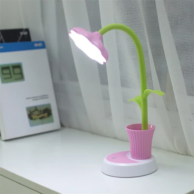 Col de cygne tournesol LED lampe de bureau Rechargeable pour enfants enfants lecture porte-stylo lampe de Table