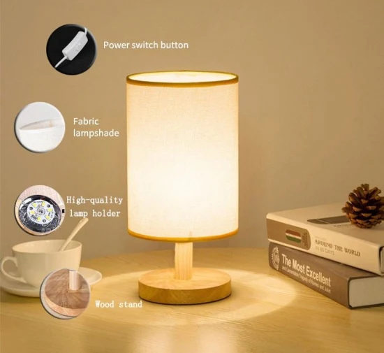 Style LED chevet en bois minimal luxe décor à la maison interrupteur contrôle lampe de lecture